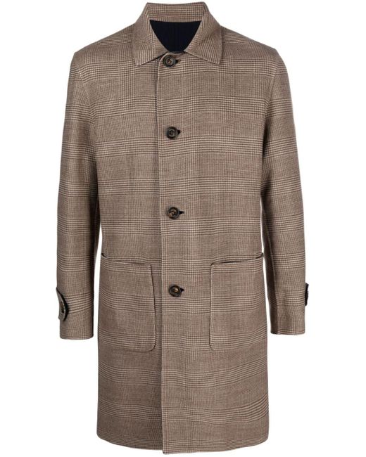 Eleventy Brown Single-breasted Reversible Wool Coat for men