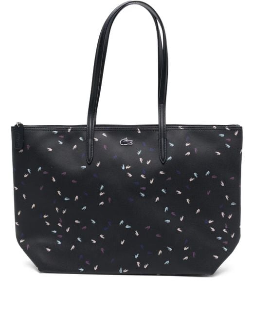 Lacoste Black Logo-Embroidered Tote Bag
