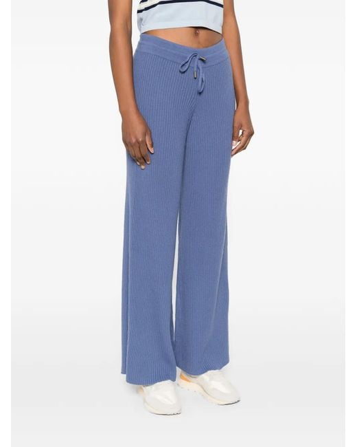 Bompard Blue Drawstring-Fastening Ribbed Trousers