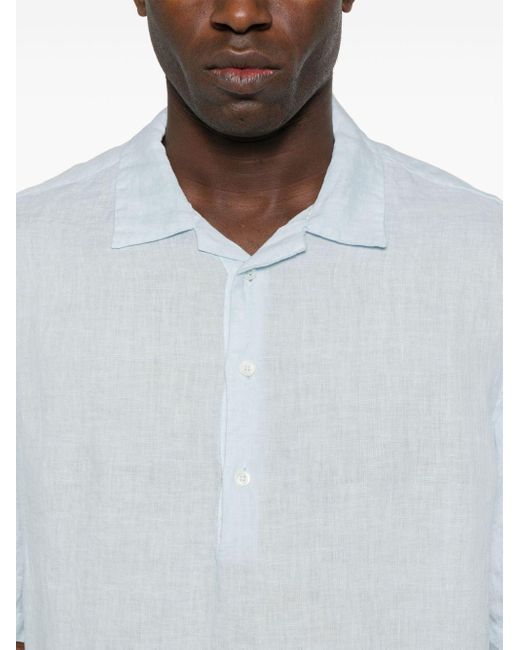 Barena White Short-sleeves Liinen Shirt for men