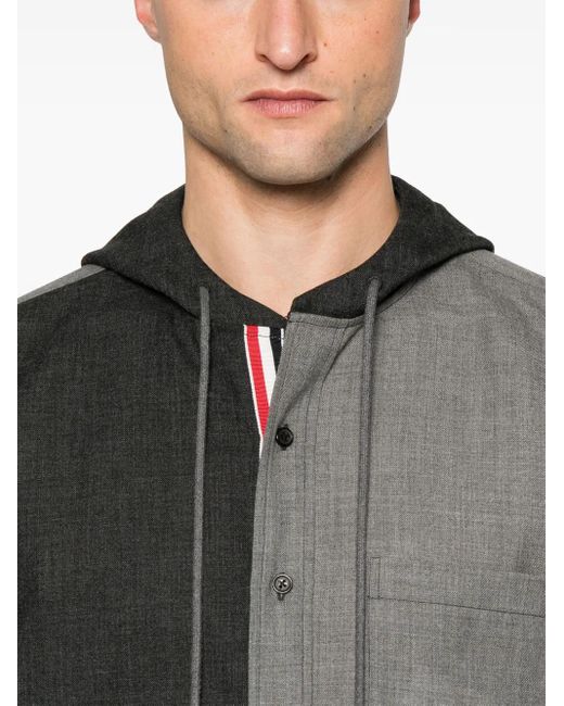 Thom Browne Black Fresco Funmix Hooded Shirt for men