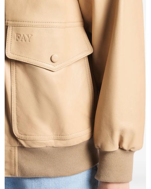 Fay Natural Leather Bomber Jacket
