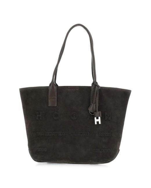 Hogan Black Sac Cabas À Logo Embossé
