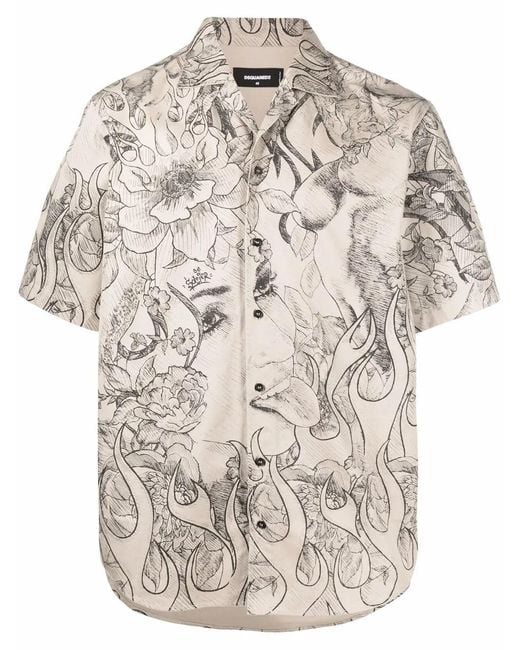 DSquared² Multicolor Artist Print Bowling Shirt for men