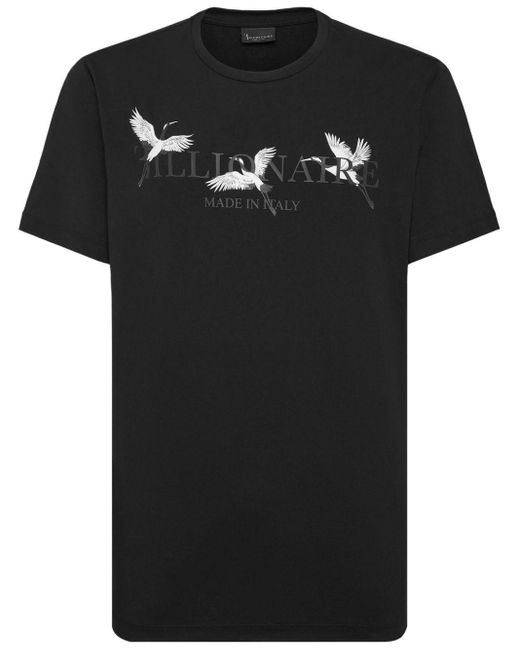 Billionaire Black Logo-print Cotton T-shirt for men