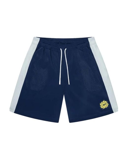 BROKEN PLANET Blue Mesh Track Shorts for men