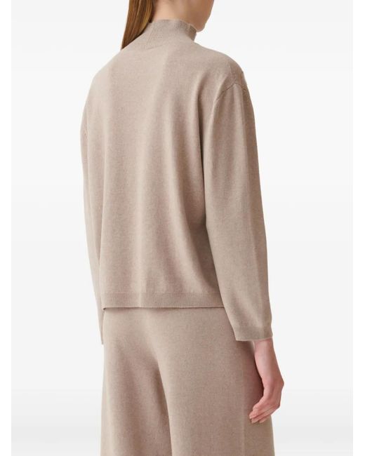 Fabiana Filippi Natural Bead-Embellished High-Neck Sweater