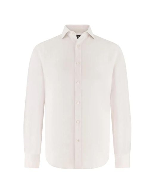Boggi White Garment-Washed Linen Shirt for men