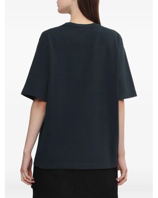 Maison Kitsuné T-Shirt Met Geborduurd Logo in het Blue