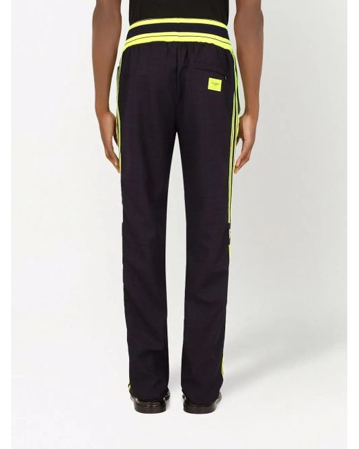 Dolce & Gabbana Blue Checked Logo Track Pants for men