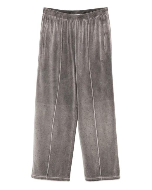 Alexander Wang Gray Crystal-Embellished Track Pants
