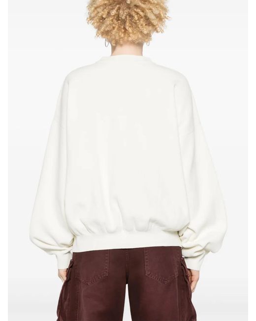Alexander Wang White Logo-Embroidered Ribbed Sweater