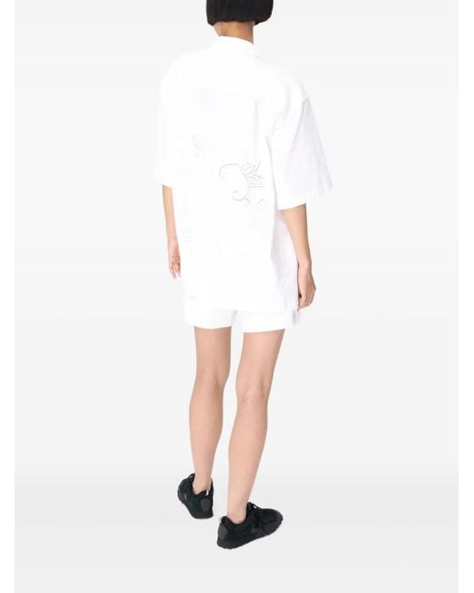 MARINE SERRE White Linen Bowling Shirt for men