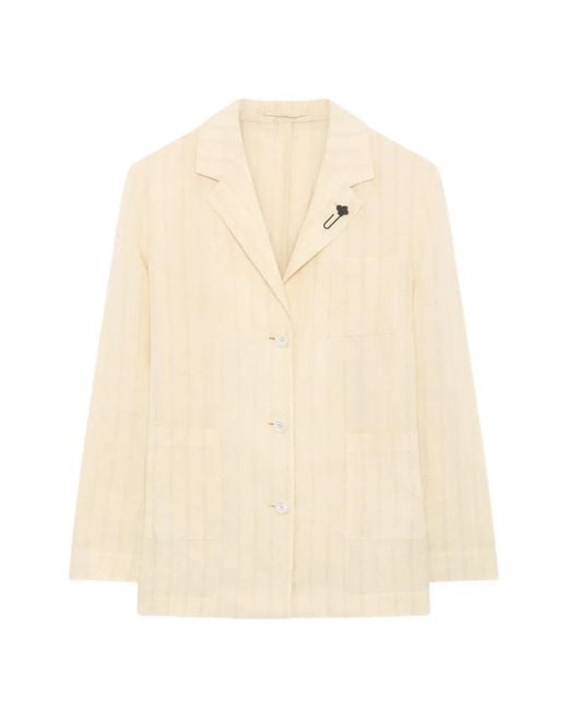 Lardini Natural Striped Linen Blazer