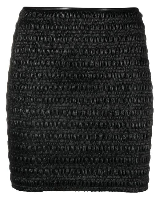 Nanushka Black Ceara Smocked Mini Skirt