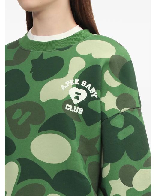 A Bathing Ape Green Camouflage Logo Top