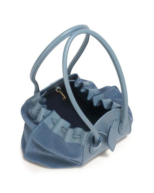 Marni Blue Leather And Suede Tulipea Shoulder Bag
