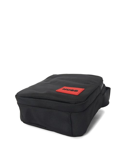 HUGO Black Zip Pocket Messenger Bag for men