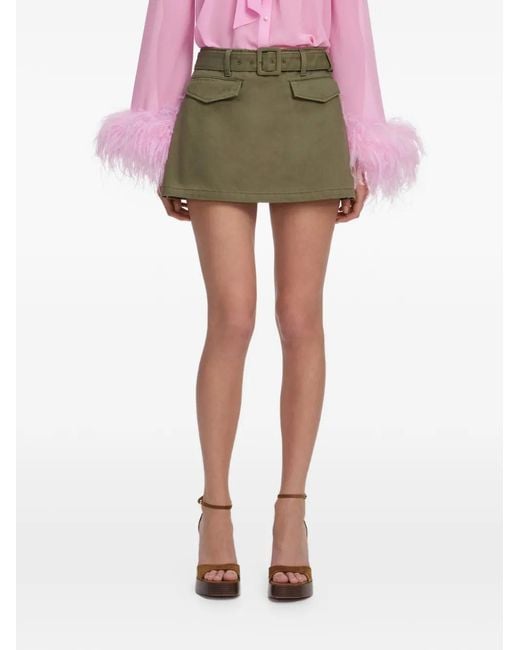 Self-Portrait Green Belted Pocket-Detail Skirt