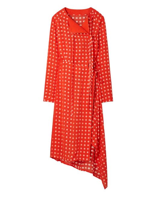 Tory Burch Red Jacquard Wrap Dress