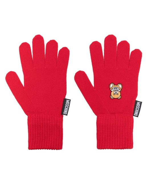 Moschino Gestrickte Handschuhe mit Teddy in Rot | Lyst DE