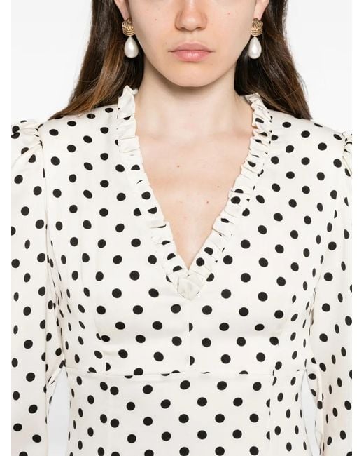 Adamaris White Polka-Dot Maxi Dress