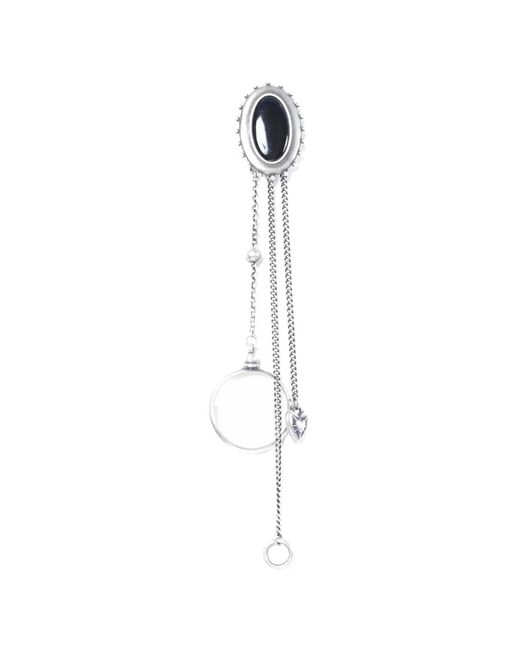 Ann Demeulemeester White Chain-Link Heart-Motif Brooch
