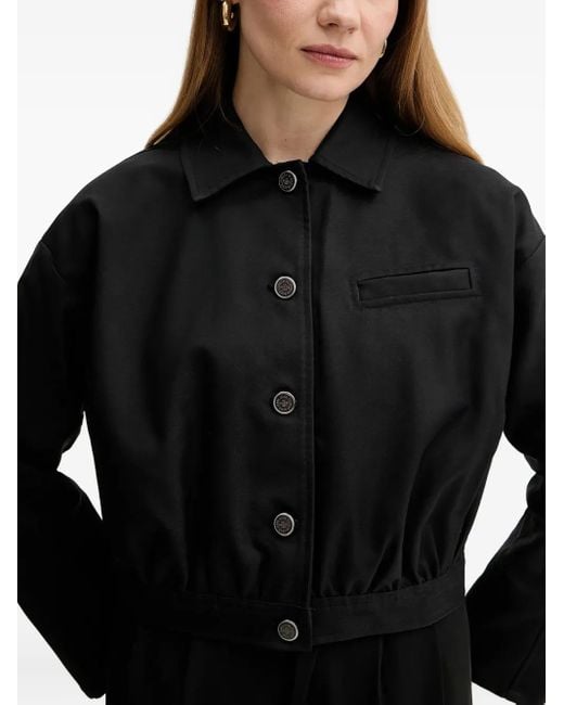 Guess Black Button-Fastening Cinched Jacket