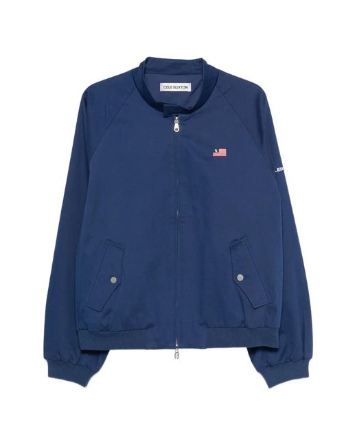 Cole Buxton Blue Logo-Print Raglan-Sleeve Jacket for men