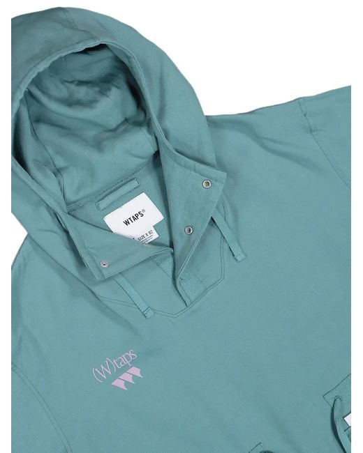 (w)taps Blue Chamber Logo-Print Hoodie for men