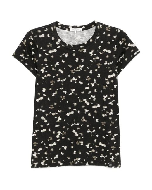 Rag & Bone Black All-Over Floral Print T-Shirt