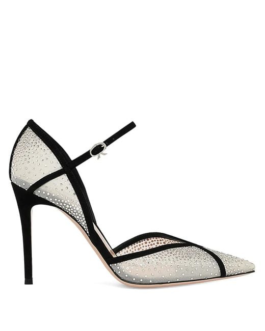 Gianvito Rossi Black D'Orsay Embellished Heeled Pumps