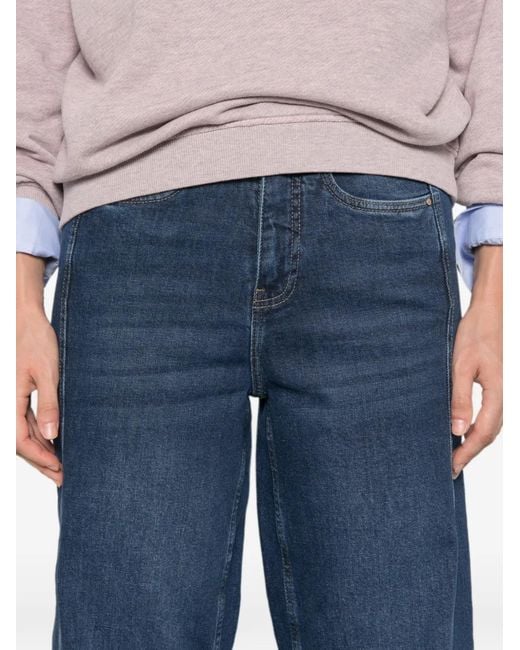 MAISON 123 Blue Robinson Panelled Straight-Leg Jeans