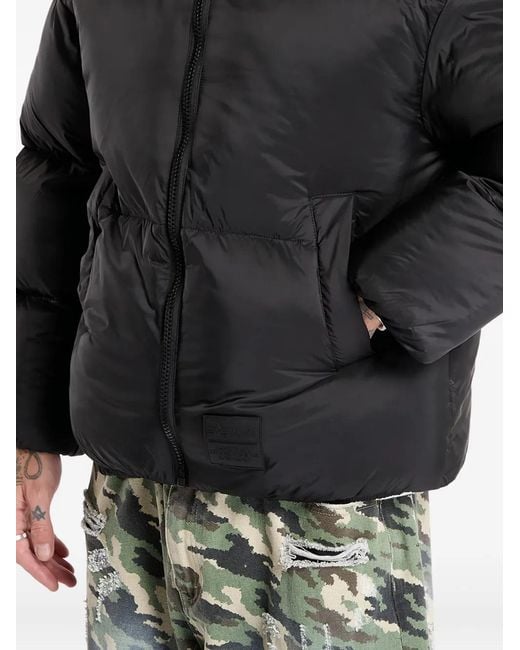 Alpha Industries Black Logo-Patch Padded Jacket for men