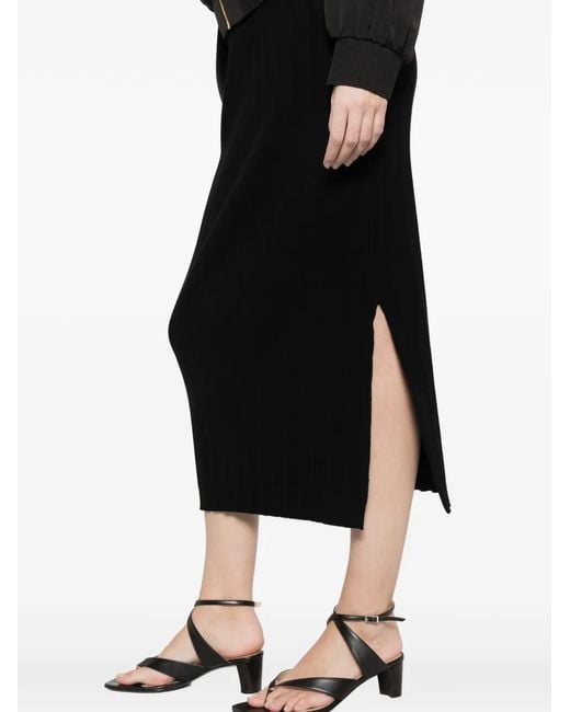 Bompard Black Jupe Mi-Longue Côtelée À Taille Élastiquée