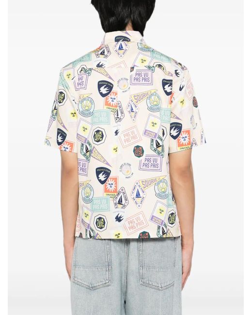 SPORT b. by agnès b. White Badge-Printed Shirt for men