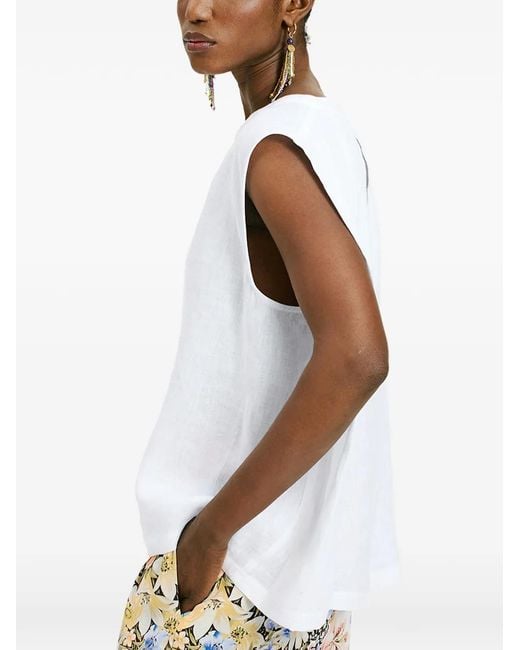 Momoní White Sofia Asymmetric-Detail Top