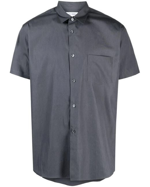 Comme des Garçons Blue Short-Sleeve Cotton Shirt for men