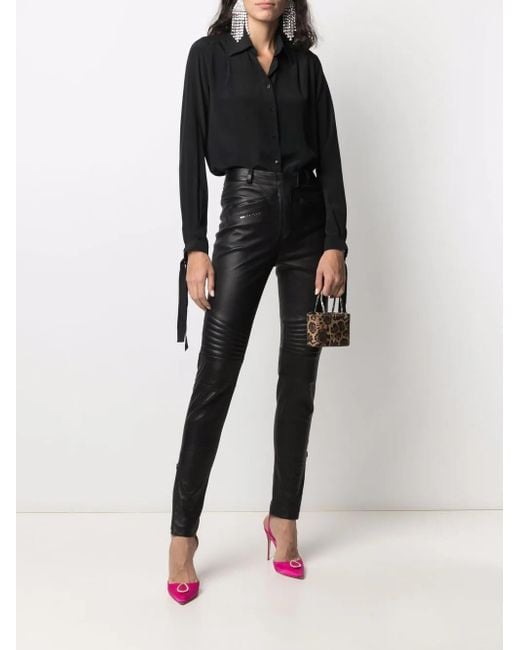 Philipp Plein Black Button-Down Silk Shirt