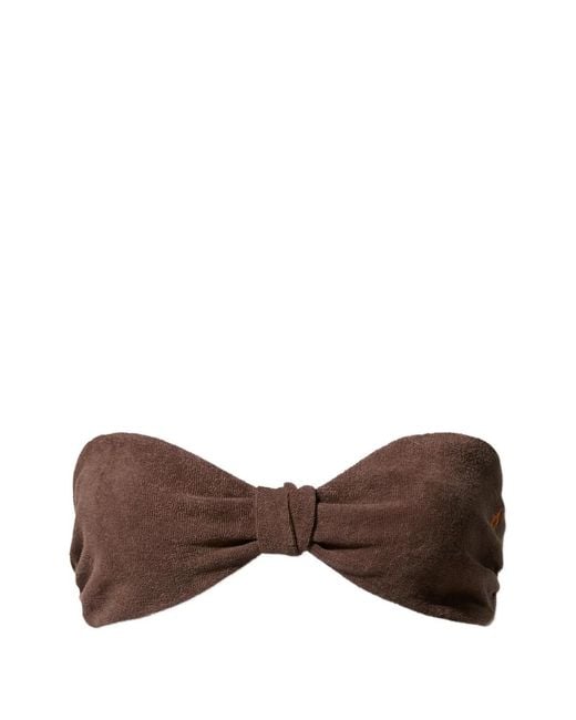 Perfect Moment Brown Terry-Cloth Bandeau Top