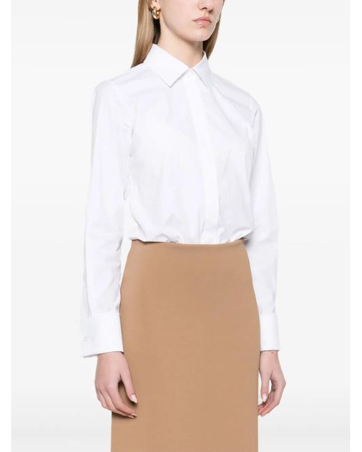 Max Mara White Angora123 Popeline Body Shirt