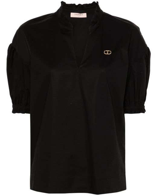 Blusa con placca logo di Twin Set in Black