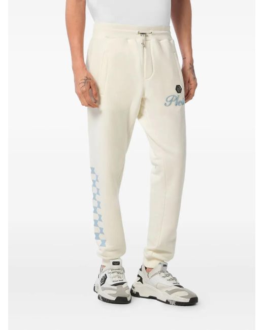 Philipp Plein White Logo-Patch Track Pants for men