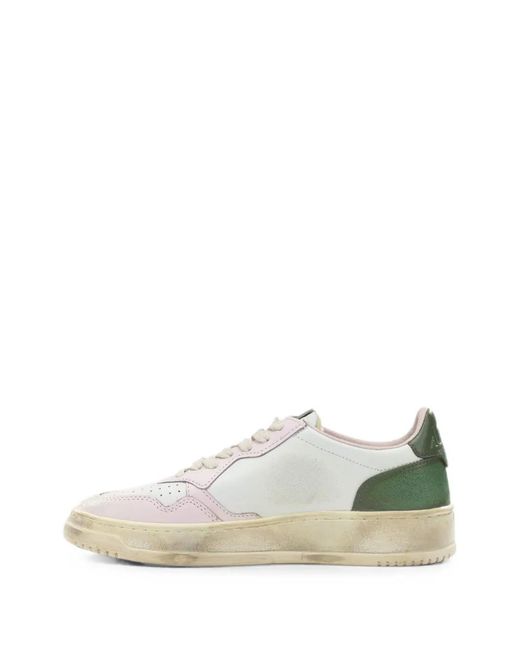 Autry White Medallist Distressed-Effect Panelled Low-Top Sneakers