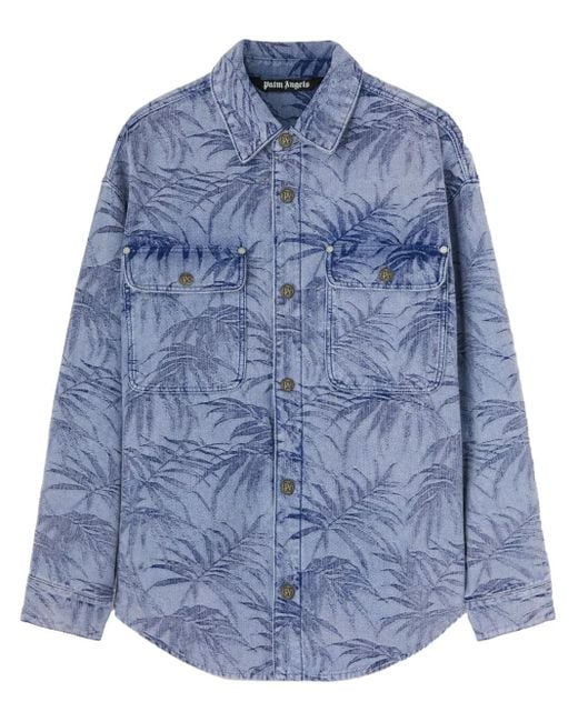 Palm Angels Blue Palms Denim Shirt for men