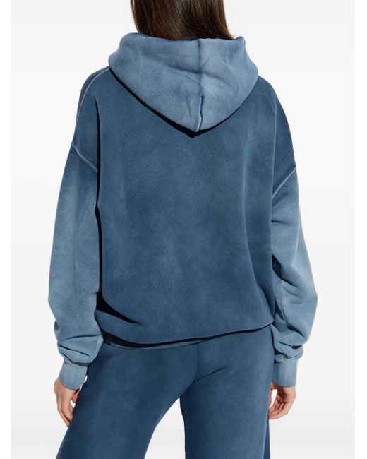 Off-White c/o Virgil Abloh Blue Logo-Print Cotton Hoodie