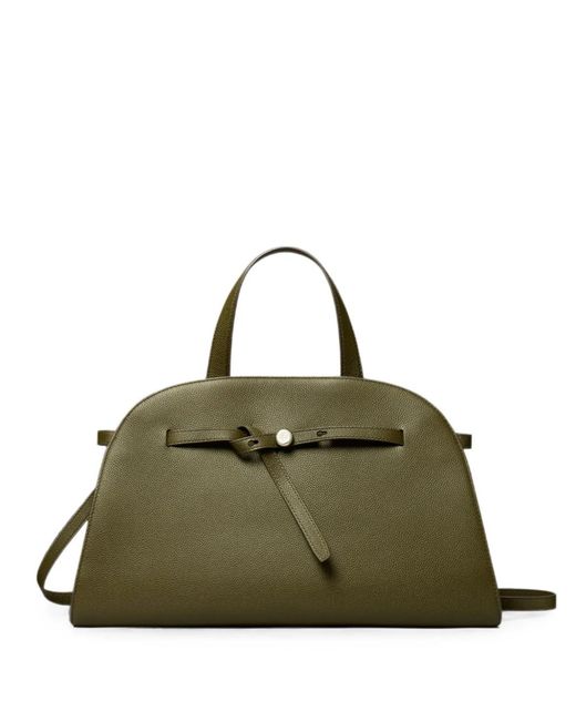 Tory Burch Green Pebbled-Leather Tote Bag