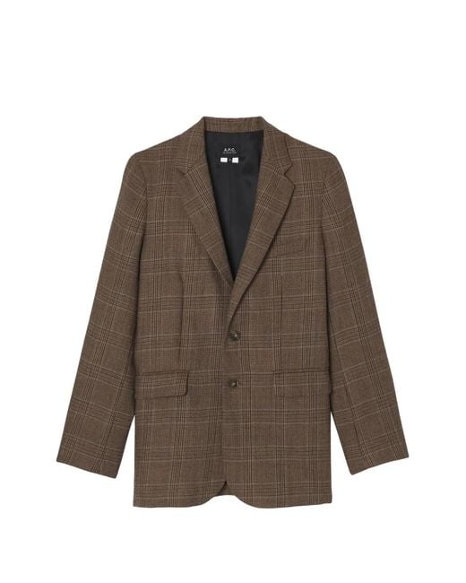 A.P.C. Brown Annie Blazer Check-Pattern
