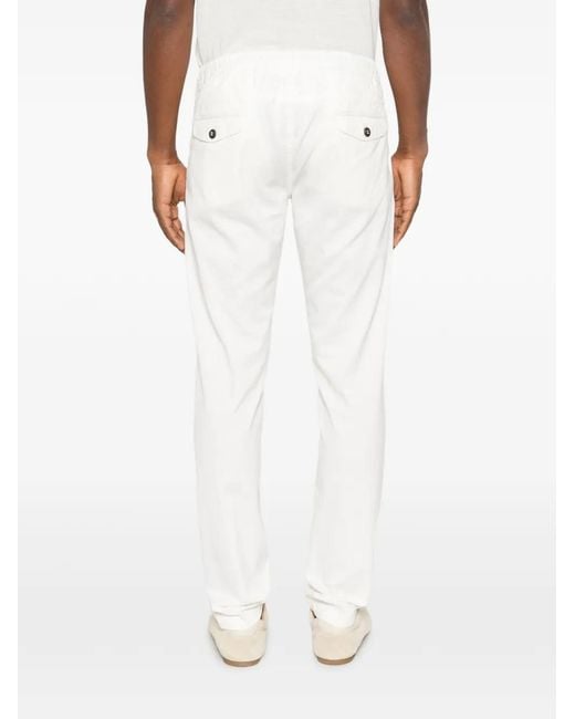 Eleventy White Drawstring-Waist Trousers for men