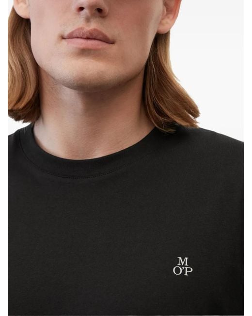Marc O' Polo Black Logo-Embroidered T-Shirt for men